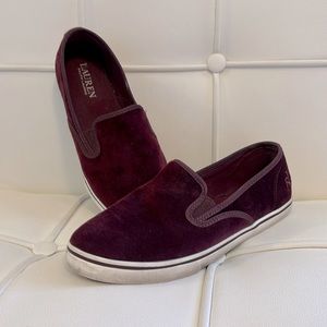 Lauren by Ralph Lauren ‘Janus’ velvet slip-on sneakers. Beautiful Wine color. 7B
